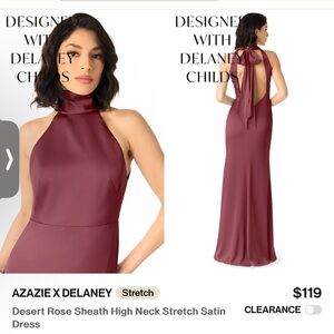 Azazie High-neck Backless Stretch Satin Dress Size 4